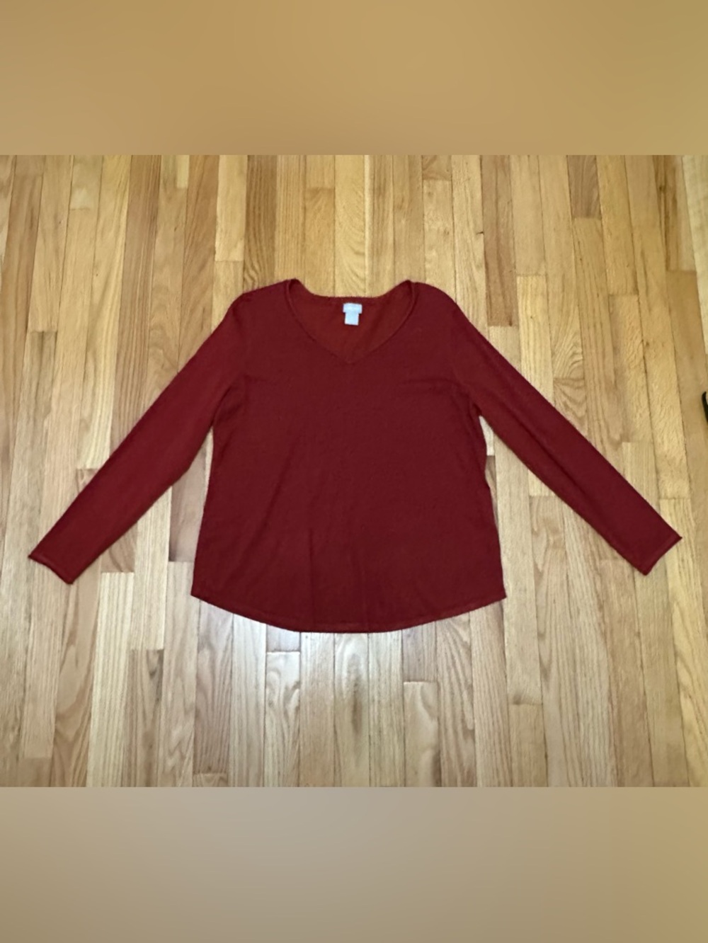 NWOT Chico's Deep Red V-Neck Long Sleeve Top